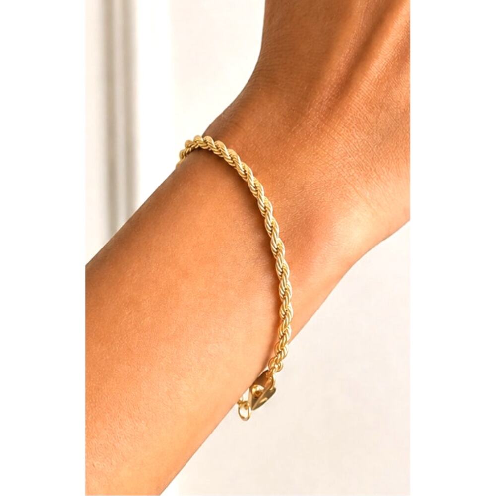 Vintage Ambassador Gold Tone Rope Chain Bracelet 7.5" Signed 1980s Classic